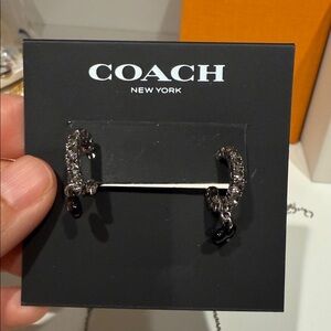 Coach Sparkling Silver Hoop Earrings
